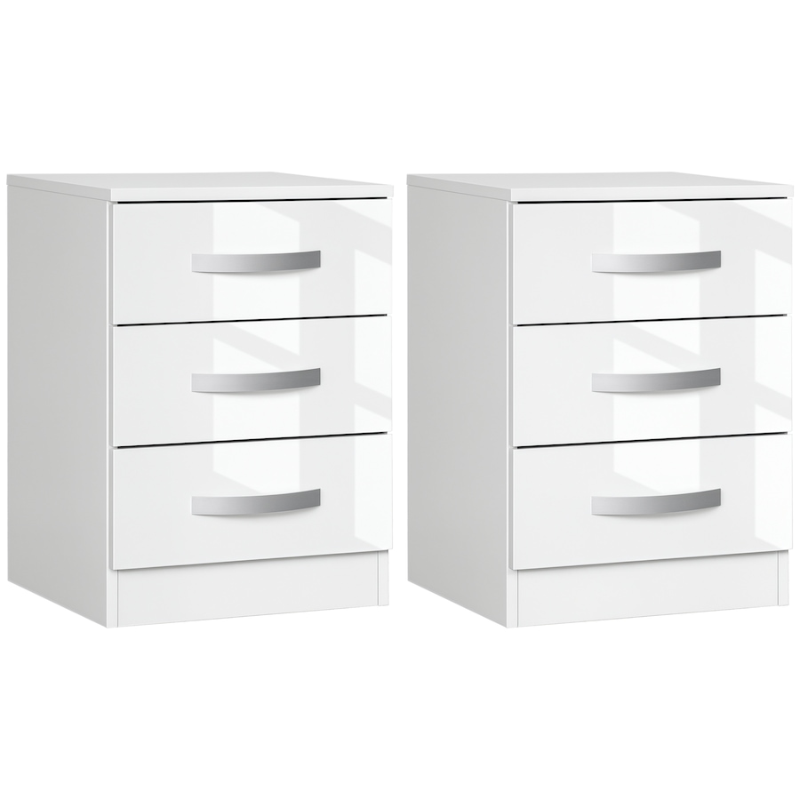 Image 976755_ST02.jpg, Product 976-755 / Price $159.99 - $192.99, HOMCOM Nightstand Set of 2, Bedside Tables with 3 High Gloss Drawers from HOMCOM on TSC.ca's Home & Garden department