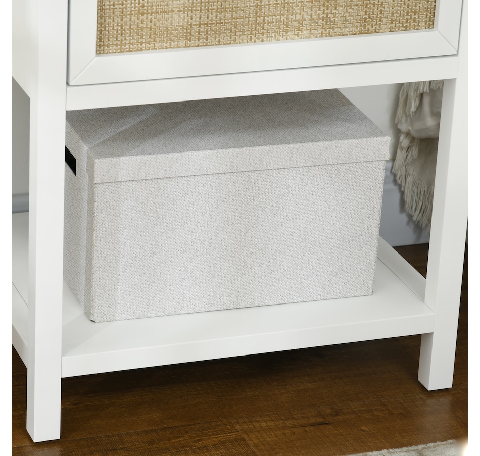 Image 976756_ALTMORE8.jpg, Product 976-756 / Price $94.99, HOMCOM Farmhouse Bedside Table with Drawer, Open Shelf and Rattan Element from HOMCOM on TSC.ca's Home & Garden department