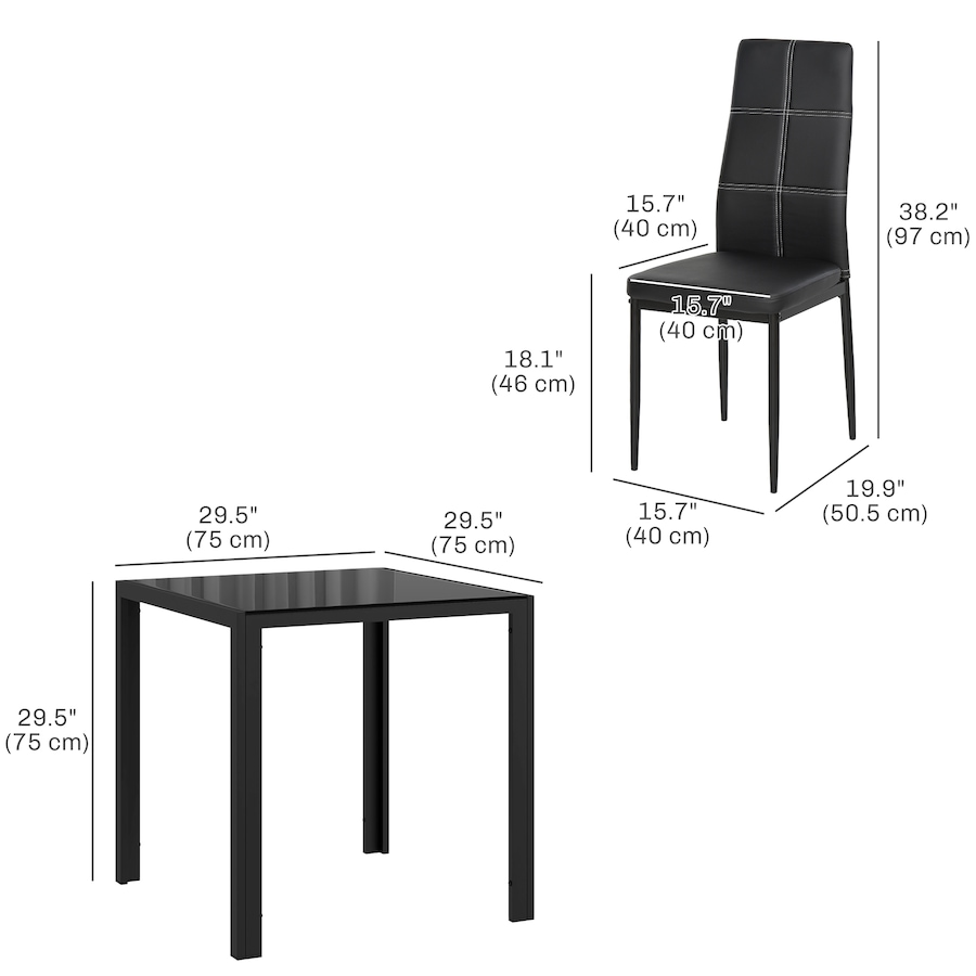 Image 976757_ALTMORE10.jpg, Product 976-757 / Price $189.99 - $209.99, HOMCOM Rectangular Glass Kitchen Table With Chairs, Set for 2 from HOMCOM on TSC.ca's Home & Garden department