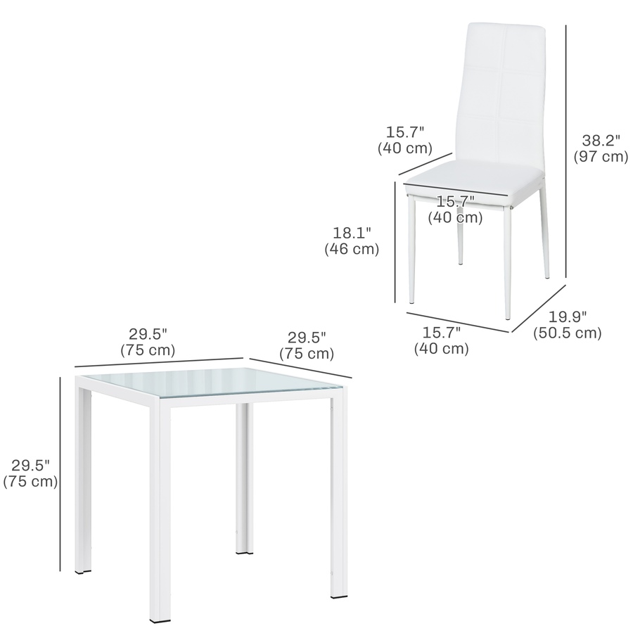 Image 976757_ALTMORE18.jpg, Product 976-757 / Price $189.99 - $209.99, HOMCOM Rectangular Glass Kitchen Table With Chairs, Set for 2 from HOMCOM on TSC.ca's Home & Garden department