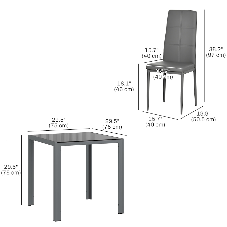 Image 976757_ALTMORE2.jpg, Product 976-757 / Price $189.99 - $209.99, HOMCOM Rectangular Glass Kitchen Table With Chairs, Set for 2 from HOMCOM on TSC.ca's Home & Garden department