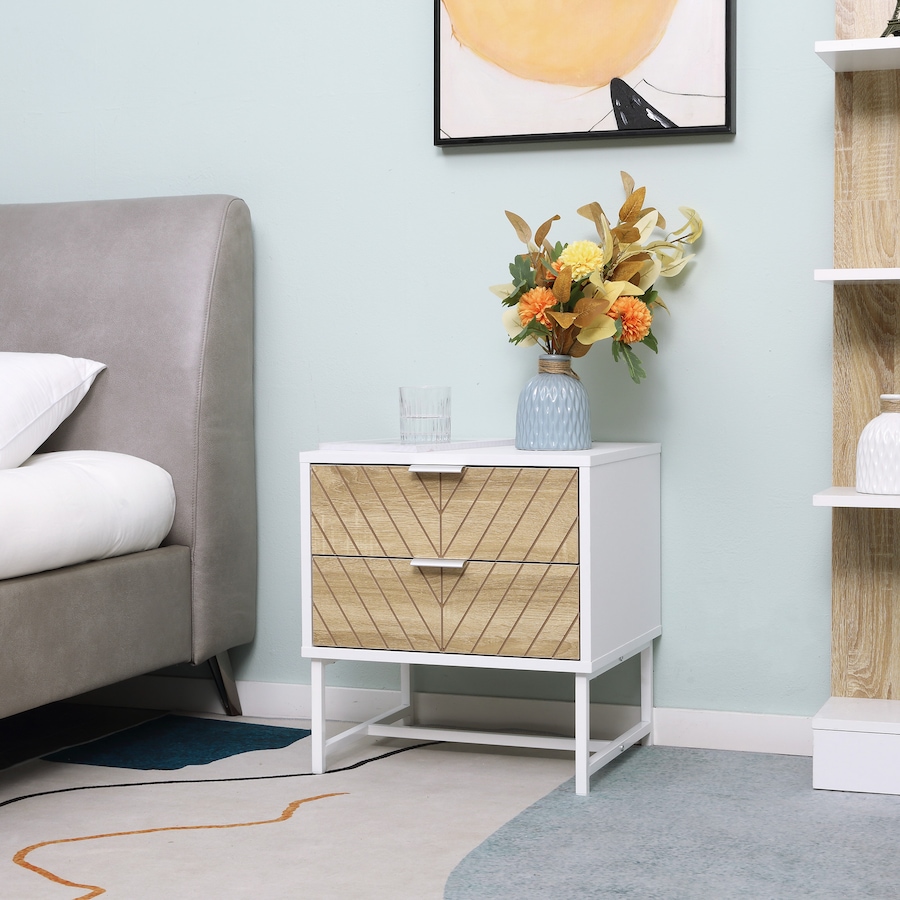 Image 976760_ALTMORE1.jpg, Product 976-760 / Price $79.99 - $86.99, HOMCOM Nightstand with 2 Drawers and Steel Frame, Side Table from HOMCOM on TSC.ca's Home & Garden department