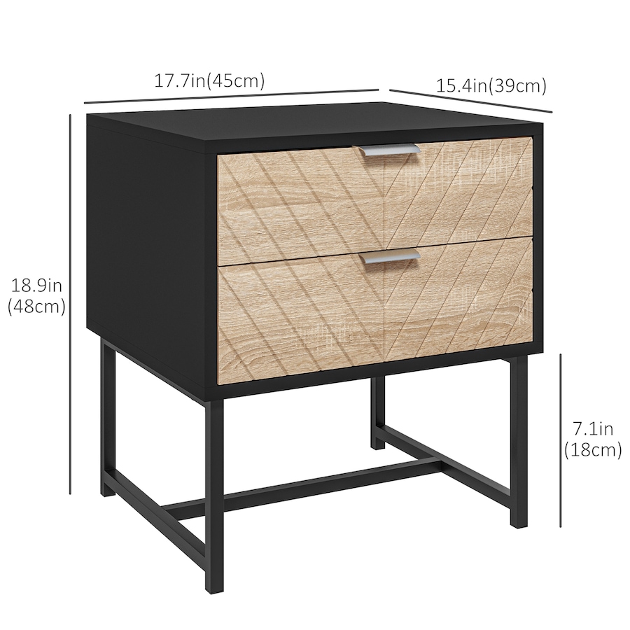 Image 976760_ALTMORE10.jpg, Product 976-760 / Price $79.99 - $86.99, HOMCOM Nightstand with 2 Drawers and Steel Frame, Side Table from HOMCOM on TSC.ca's Home & Garden department