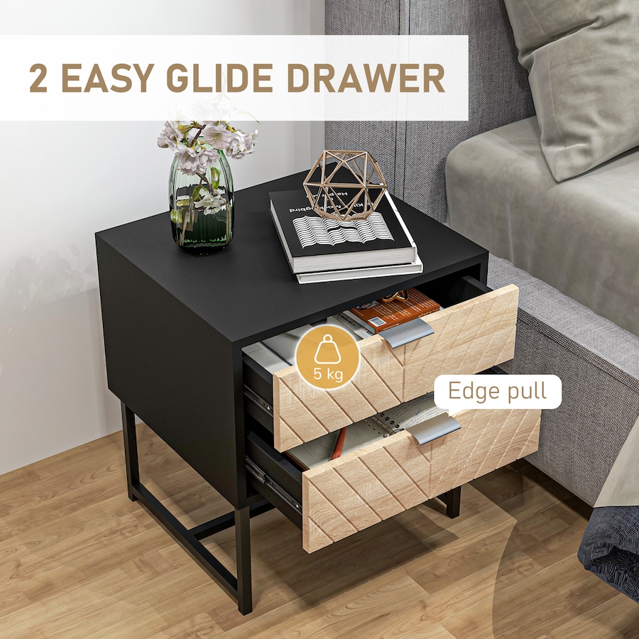 Image 976760_ALTMORE12.jpg, Product 976-760 / Price $79.99 - $86.99, HOMCOM Nightstand with 2 Drawers and Steel Frame, Side Table from HOMCOM on TSC.ca's Home & Garden department
