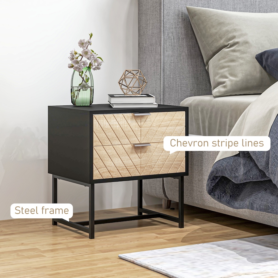 Image 976760_ALTMORE13.jpg, Product 976-760 / Price $79.99 - $86.99, HOMCOM Nightstand with 2 Drawers and Steel Frame, Side Table from HOMCOM on TSC.ca's Home & Garden department