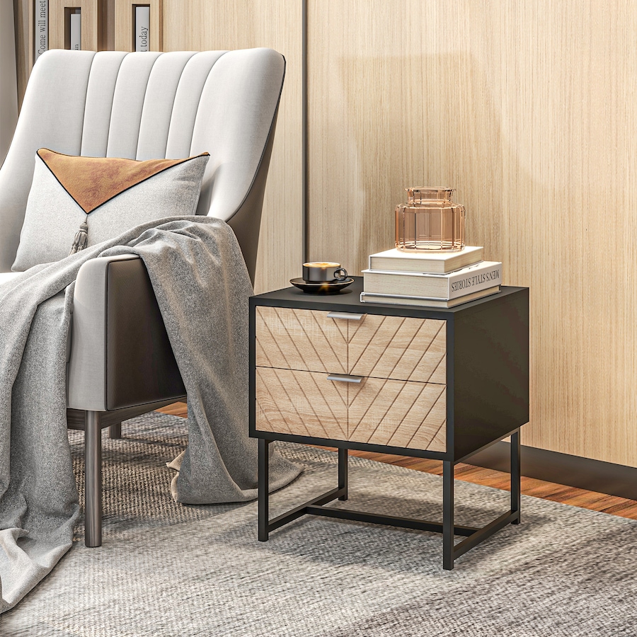 Image 976760_ALTMORE14.jpg, Product 976-760 / Price $79.99 - $86.99, HOMCOM Nightstand with 2 Drawers and Steel Frame, Side Table from HOMCOM on TSC.ca's Home & Garden department