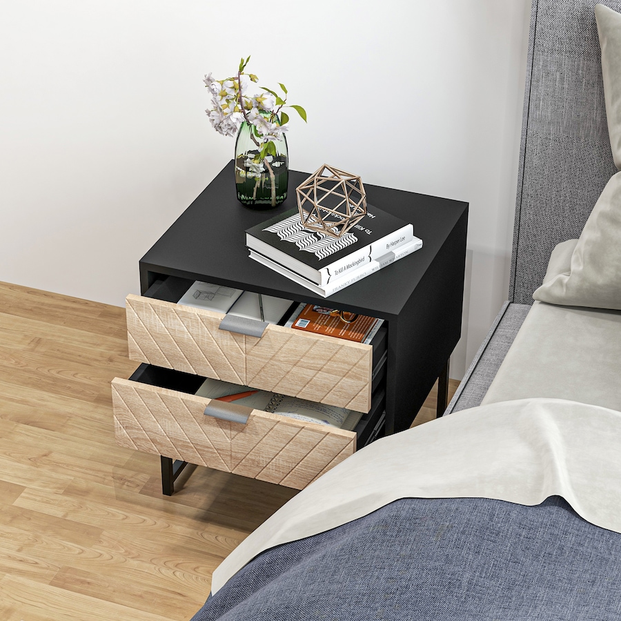 Image 976760_ALTMORE15.jpg, Product 976-760 / Price $79.99 - $86.99, HOMCOM Nightstand with 2 Drawers and Steel Frame, Side Table from HOMCOM on TSC.ca's Home & Garden department