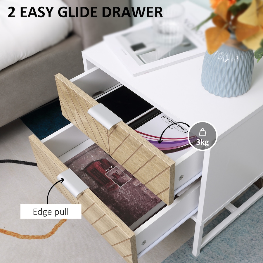 Image 976760_ALTMORE4.jpg, Product 976-760 / Price $79.99 - $86.99, HOMCOM Nightstand with 2 Drawers and Steel Frame, Side Table from HOMCOM on TSC.ca's Home & Garden department