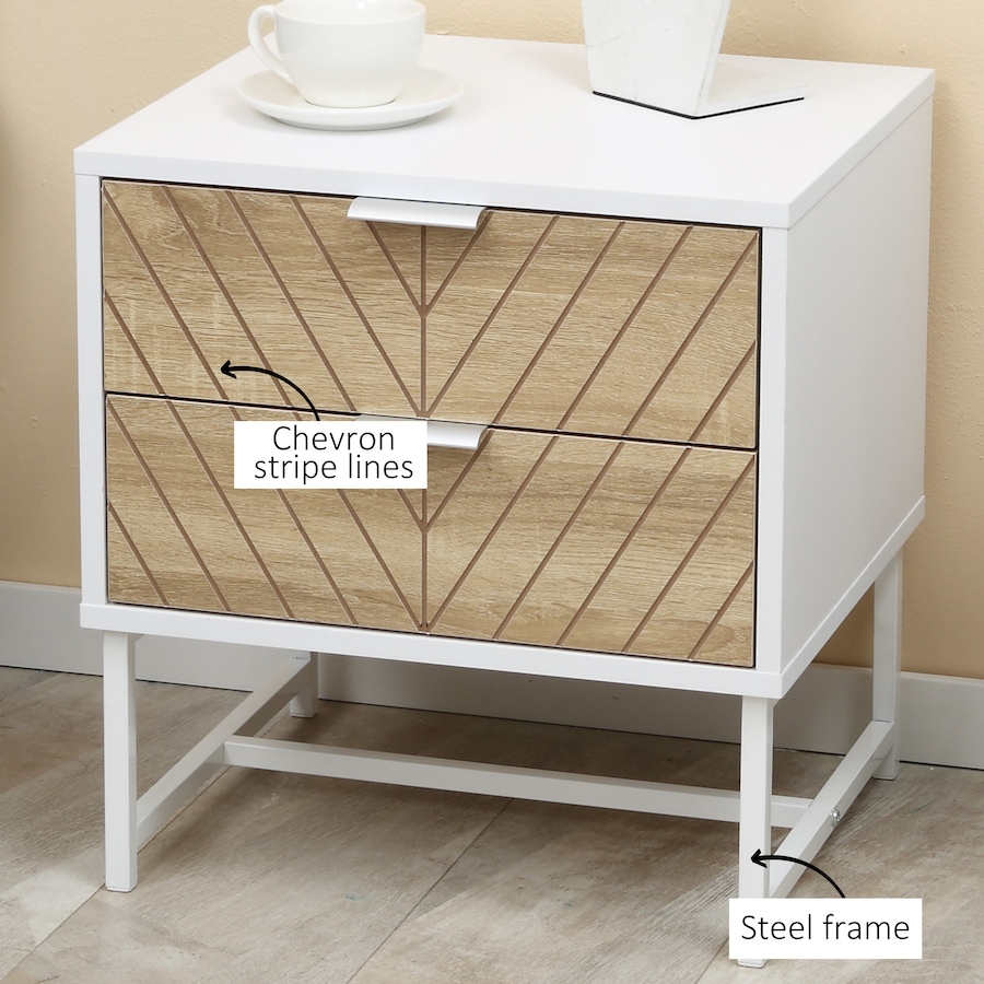 Image 976760_ALTMORE5.jpg, Product 976-760 / Price $79.99 - $86.99, HOMCOM Nightstand with 2 Drawers and Steel Frame, Side Table from HOMCOM on TSC.ca's Home & Garden department