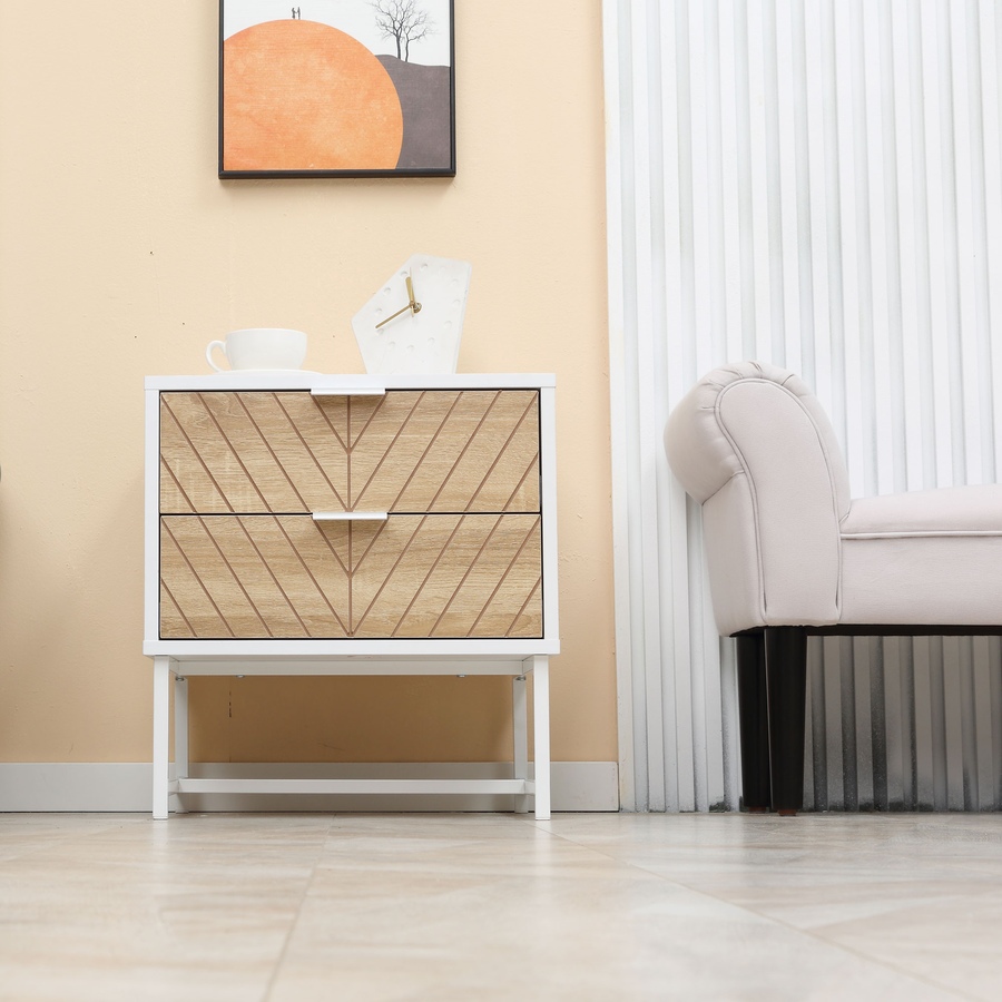 Image 976760_ALTMORE6.jpg, Product 976-760 / Price $79.99 - $86.99, HOMCOM Nightstand with 2 Drawers and Steel Frame, Side Table from HOMCOM on TSC.ca's Home & Garden department