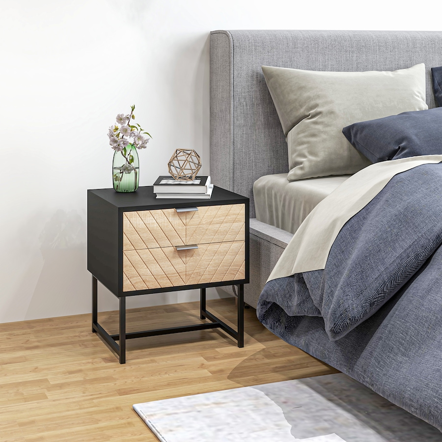 Image 976760_ALTMORE9.jpg, Product 976-760 / Price $79.99 - $86.99, HOMCOM Nightstand with 2 Drawers and Steel Frame, Side Table from HOMCOM on TSC.ca's Home & Garden department