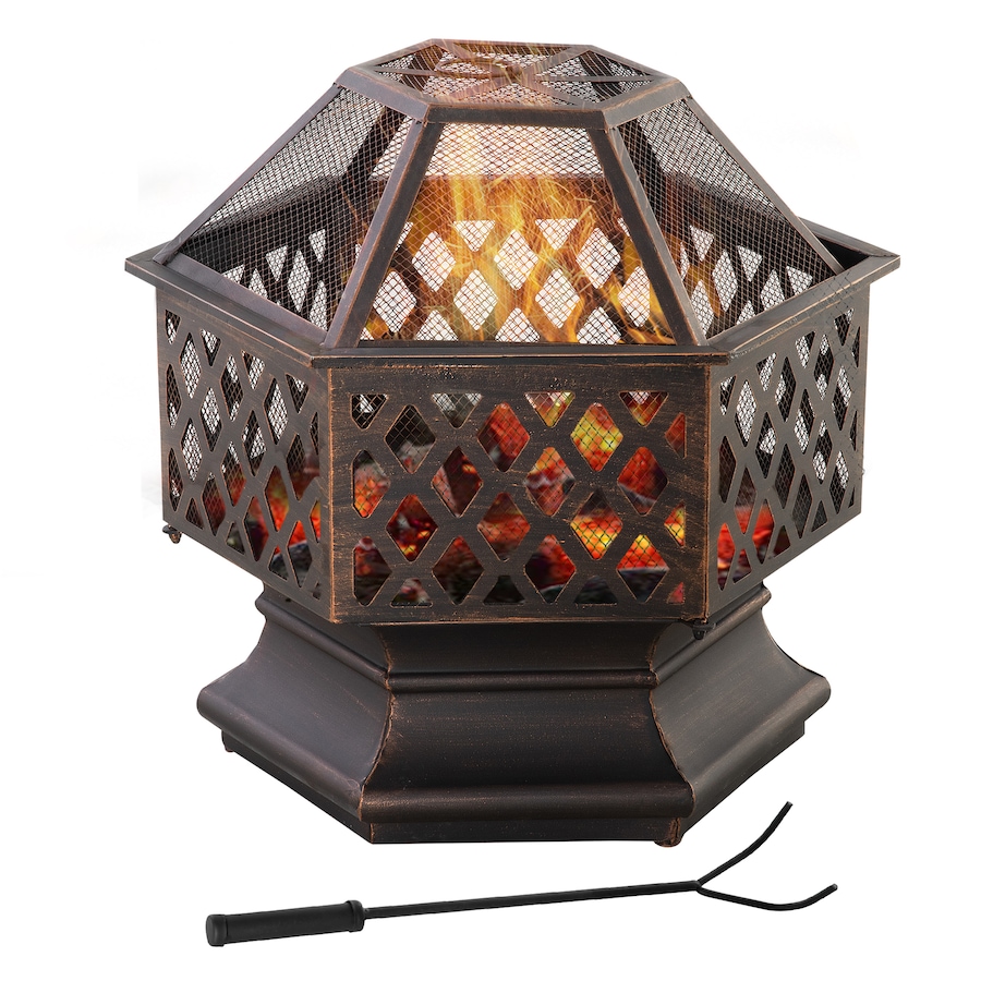 Image 976761.jpg, Product 976-761 / Price $154.99, Outsunny Outdoor Fire Pit with Mesh Lid, Wood Burning Firebowl, Bronze from Outsunny on TSC.ca's  department