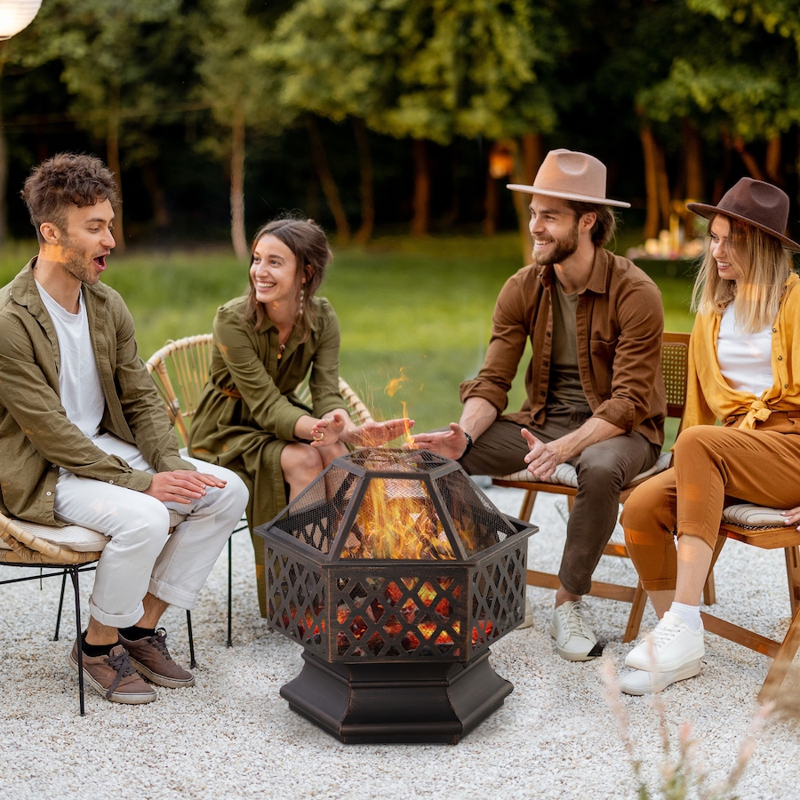 Image 976761_ALTMORE1.jpg, Product 976-761 / Price $154.99, Outsunny Outdoor Fire Pit with Mesh Lid, Wood Burning Firebowl, Bronze from Outsunny on TSC.ca's  department