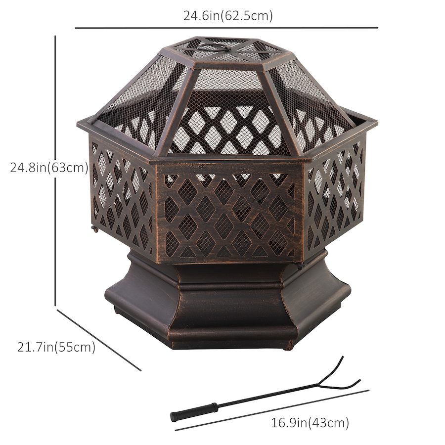 Image 976761_ALTMORE2.jpg, Product 976-761 / Price $154.99, Outsunny Outdoor Fire Pit with Mesh Lid, Wood Burning Firebowl, Bronze from Outsunny on TSC.ca's  department