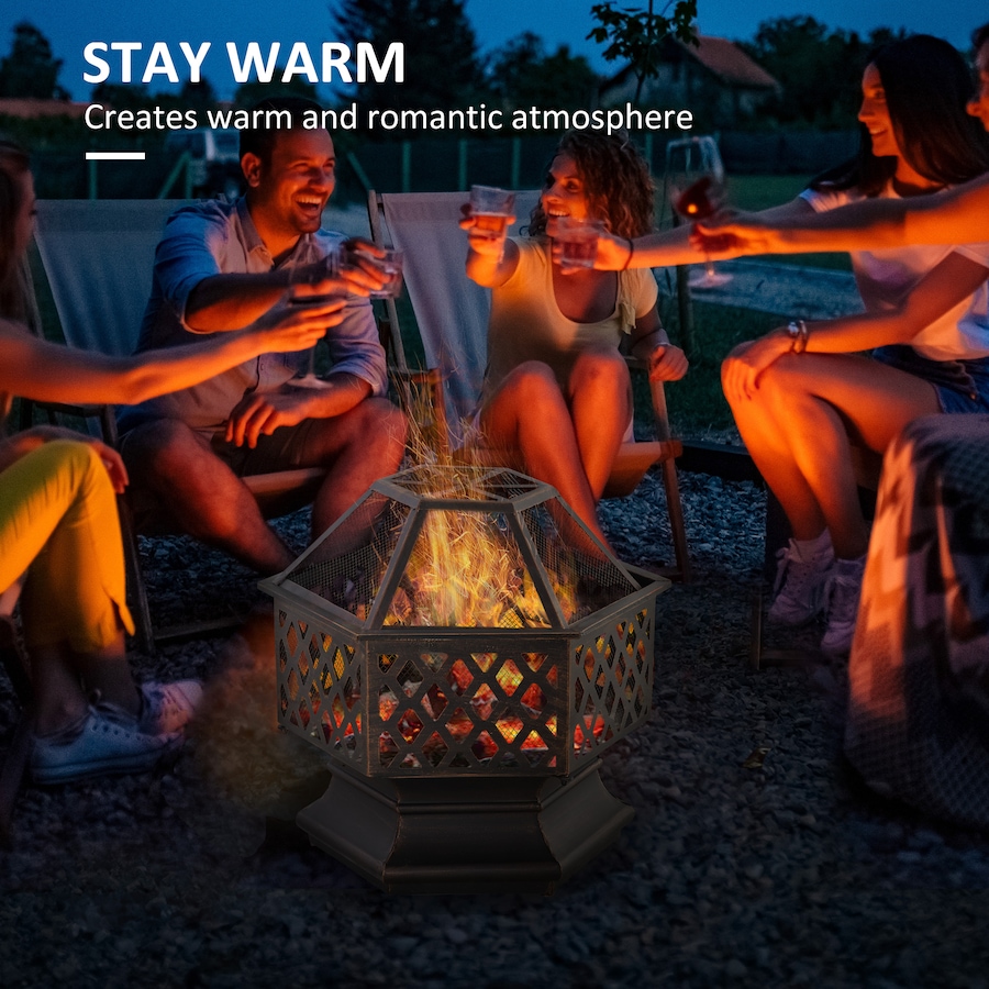 Image 976761_ALTMORE3.jpg, Product 976-761 / Price $154.99, Outsunny Outdoor Fire Pit with Mesh Lid, Wood Burning Firebowl, Bronze from Outsunny on TSC.ca's  department