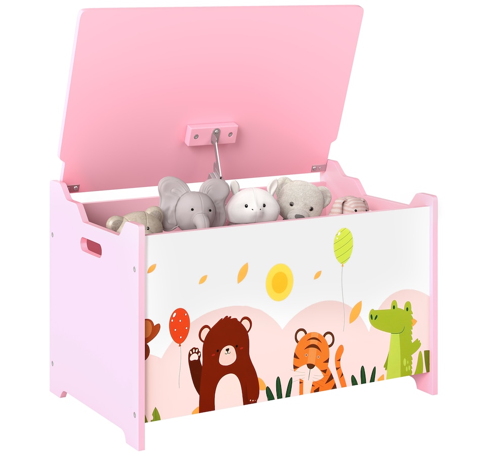 Image 976762.jpg, Product 976-762 / Price $74.99, Qaba Kids Storage Chest with Safety Hinges and Flip-Top Lid, Pink from Qaba on TSC.ca's Home & Garden department