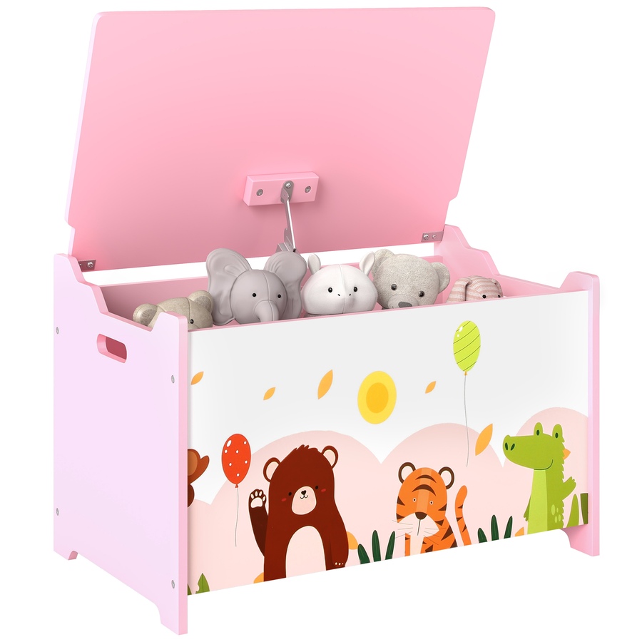 Image 976762.jpg, Product 976-762 / Price $74.99, Qaba Kids Storage Chest with Safety Hinges and Flip-Top Lid, Pink from Qaba on TSC.ca's Home & Garden department