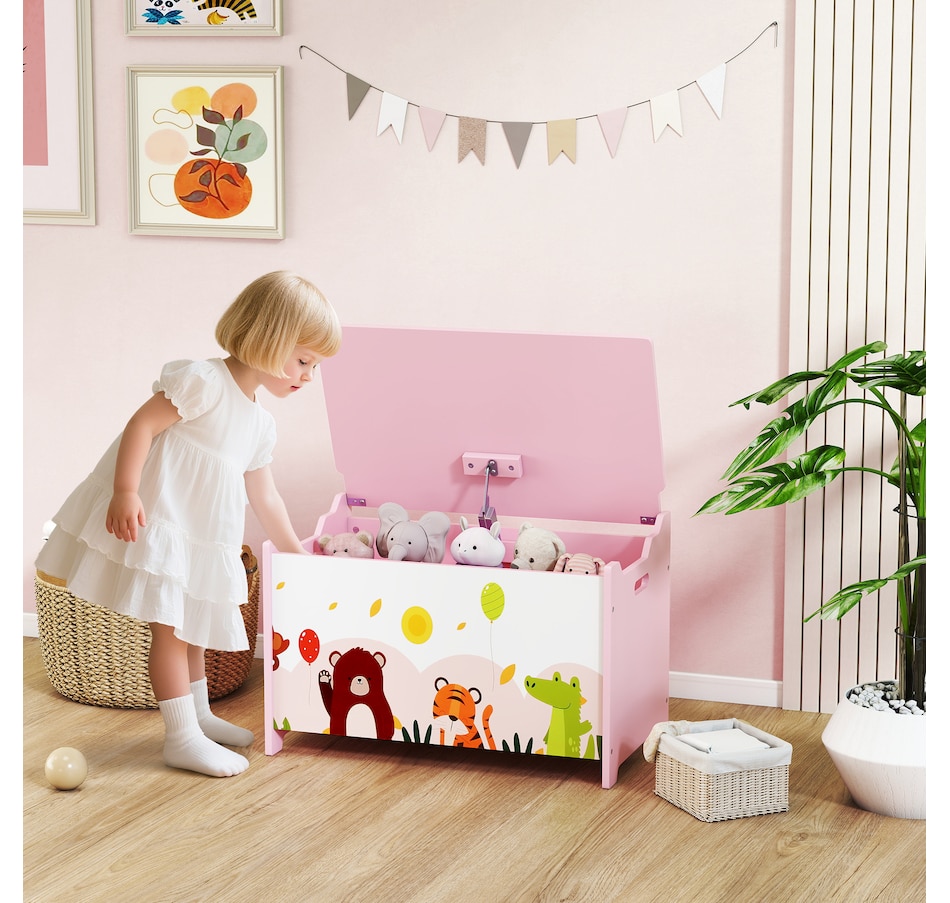 Image 976762_ALTMORE1.jpg, Product 976-762 / Price $74.99, Qaba Kids Storage Chest with Safety Hinges and Flip-Top Lid, Pink from Qaba on TSC.ca's Home & Garden department