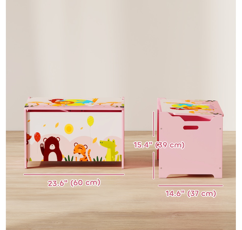 Image 976762_ALTMORE2.jpg, Product 976-762 / Price $74.99, Qaba Kids Storage Chest with Safety Hinges and Flip-Top Lid, Pink from Qaba on TSC.ca's Home & Garden department