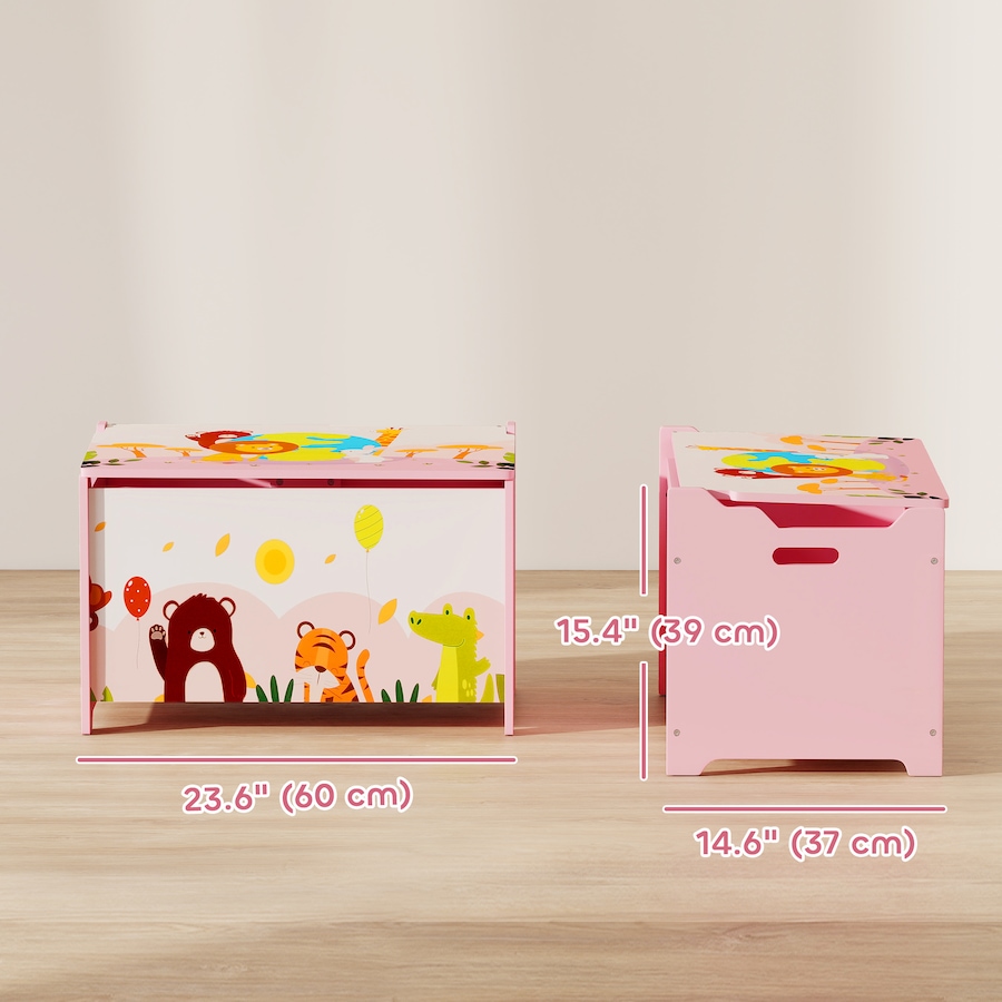 Image 976762_ALTMORE2.jpg, Product 976-762 / Price $74.99, Qaba Kids Storage Chest with Safety Hinges and Flip-Top Lid, Pink from Qaba on TSC.ca's Home & Garden department