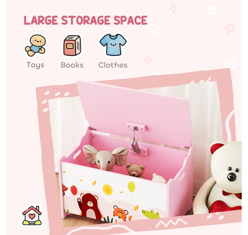 Image 976762_ALTMORE3.jpg, Product 976-762 / Price $74.99, Qaba Kids Storage Chest with Safety Hinges and Flip-Top Lid, Pink from Qaba on TSC.ca's Home & Garden department