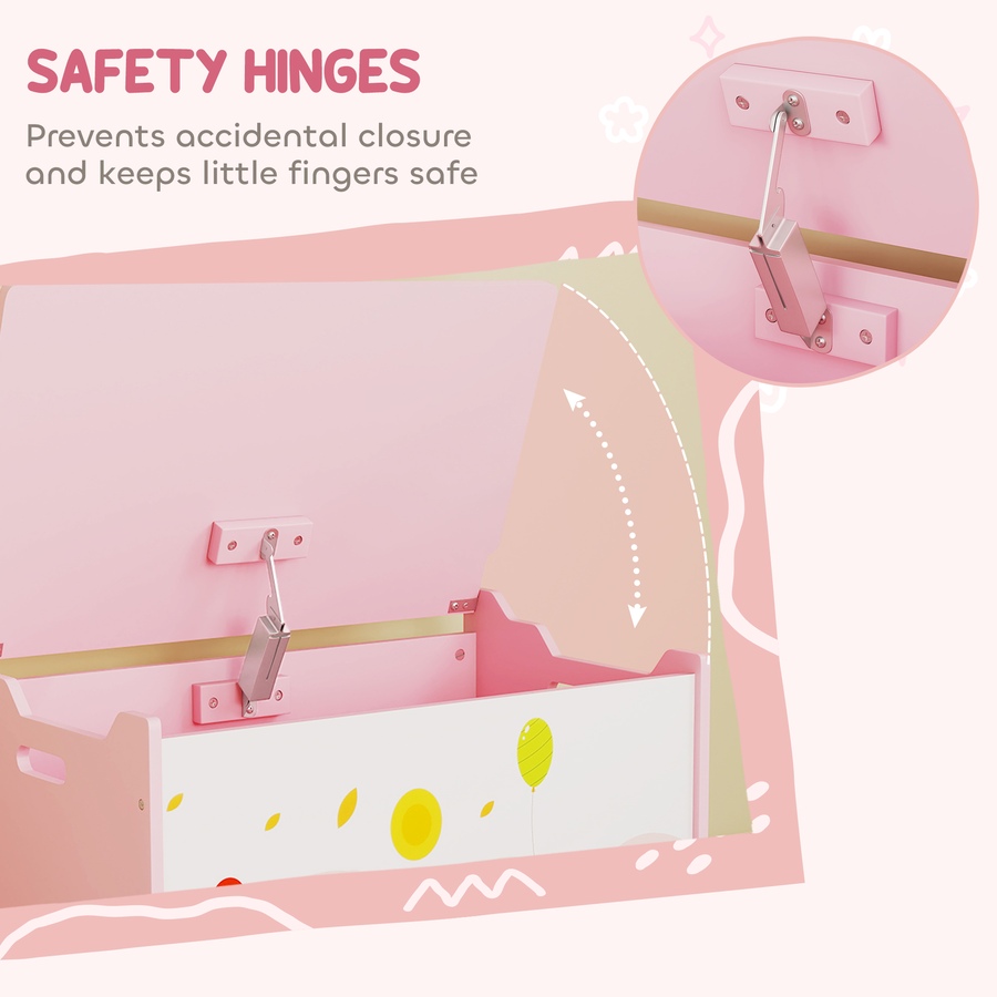 Image 976762_ALTMORE4.jpg, Product 976-762 / Price $74.99, Qaba Kids Storage Chest with Safety Hinges and Flip-Top Lid, Pink from Qaba on TSC.ca's Home & Garden department
