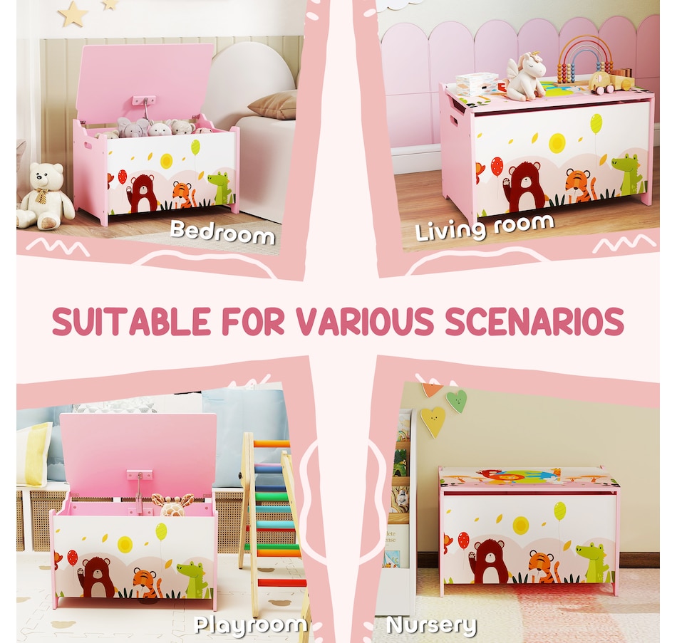 Image 976762_ALTMORE5.jpg, Product 976-762 / Price $74.99, Qaba Kids Storage Chest with Safety Hinges and Flip-Top Lid, Pink from Qaba on TSC.ca's Home & Garden department
