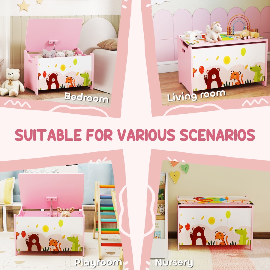 Image 976762_ALTMORE5.jpg, Product 976-762 / Price $74.99, Qaba Kids Storage Chest with Safety Hinges and Flip-Top Lid, Pink from Qaba on TSC.ca's Home & Garden department