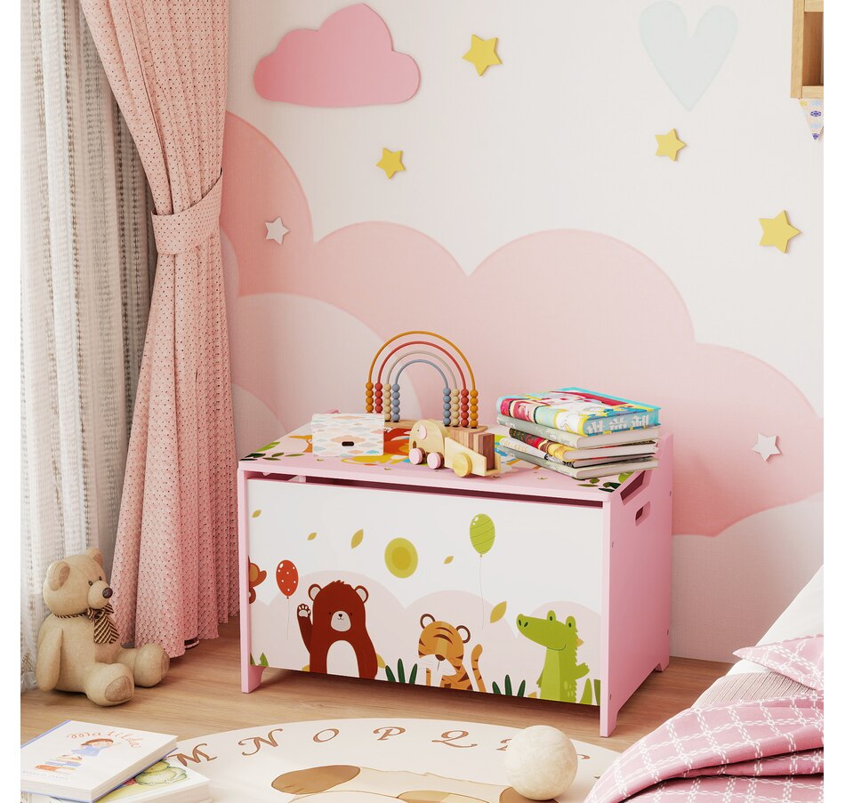 Image 976762_ALTMORE7.jpg, Product 976-762 / Price $74.99, Qaba Kids Storage Chest with Safety Hinges and Flip-Top Lid, Pink from Qaba on TSC.ca's Home & Garden department