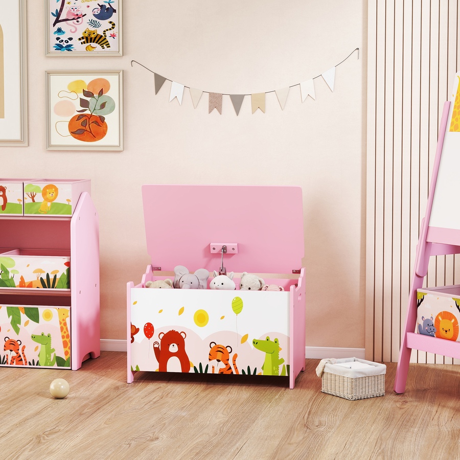 Image 976762_ALTMORE8.jpg, Product 976-762 / Price $74.99, Qaba Kids Storage Chest with Safety Hinges and Flip-Top Lid, Pink from Qaba on TSC.ca's Home & Garden department