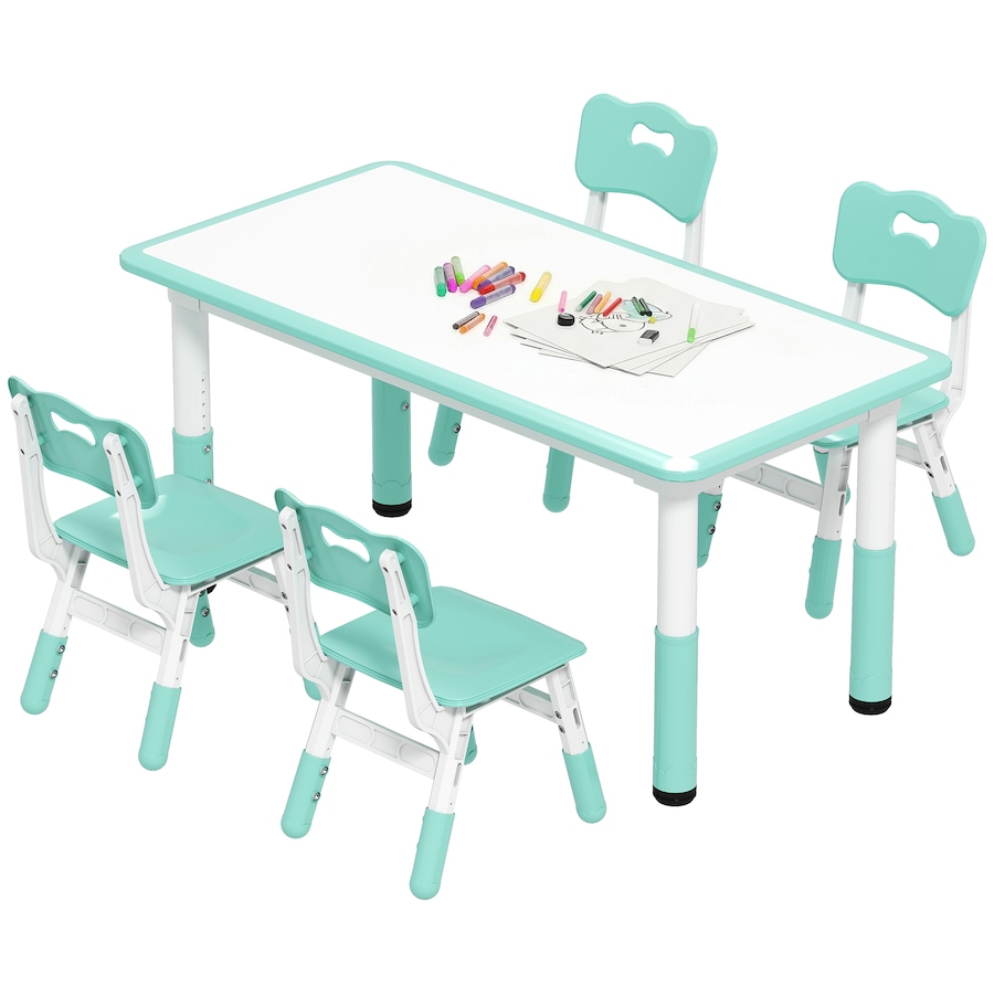Image 976766.jpg, Product 976-766 / Price $162.99, Qaba Kids Table and 4 Chairs Set with Adjustable Height, Green from Qaba on TSC.ca's Home & Garden department