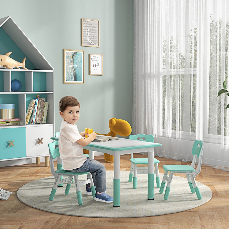 Image 976766_ALTMORE1.jpg, Product 976-766 / Price $162.99, Qaba Kids Table and 4 Chairs Set with Adjustable Height, Green from Qaba on TSC.ca's Home & Garden department