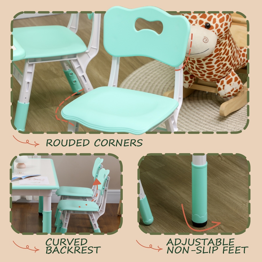 Image 976766_ALTMORE5.jpg, Product 976-766 / Price $162.99, Qaba Kids Table and 4 Chairs Set with Adjustable Height, Green from Qaba on TSC.ca's Home & Garden department