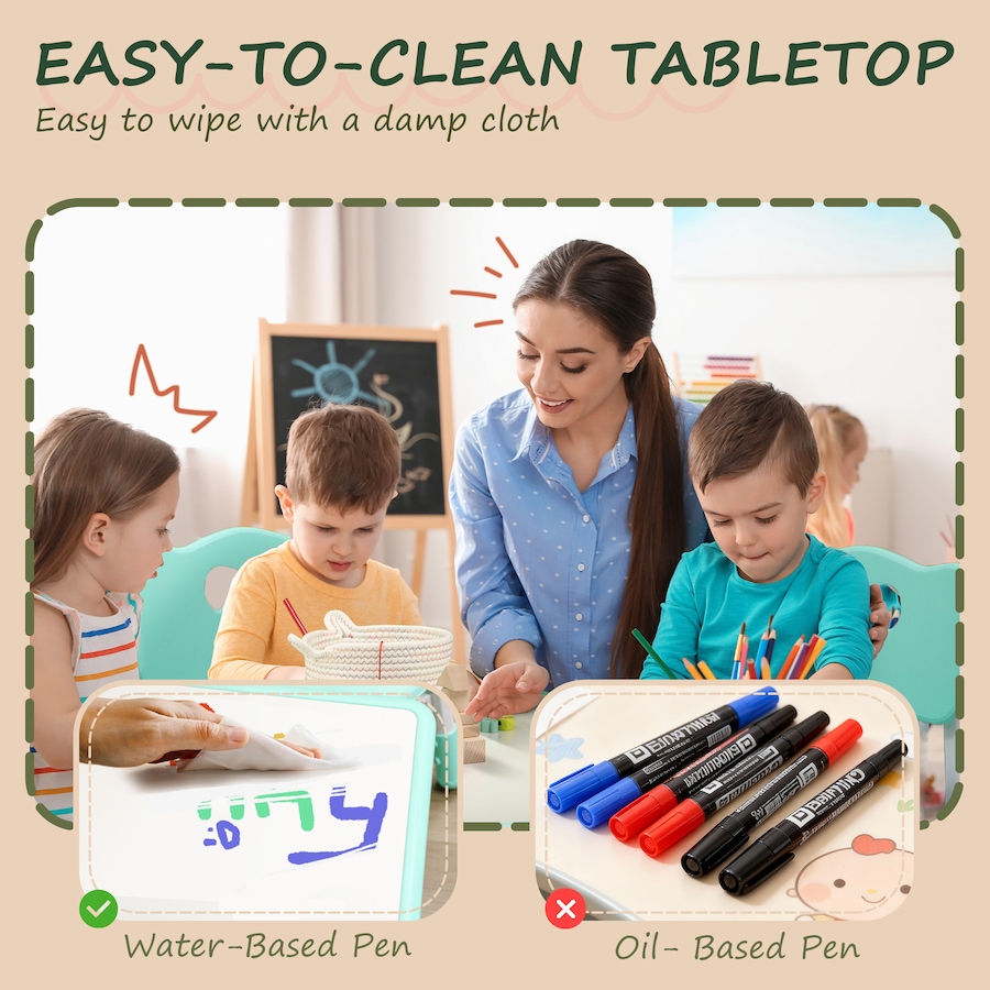 Image 976766_ALTMORE9.jpg, Product 976-766 / Price $162.99, Qaba Kids Table and 4 Chairs Set with Adjustable Height, Green from Qaba on TSC.ca's Home & Garden department
