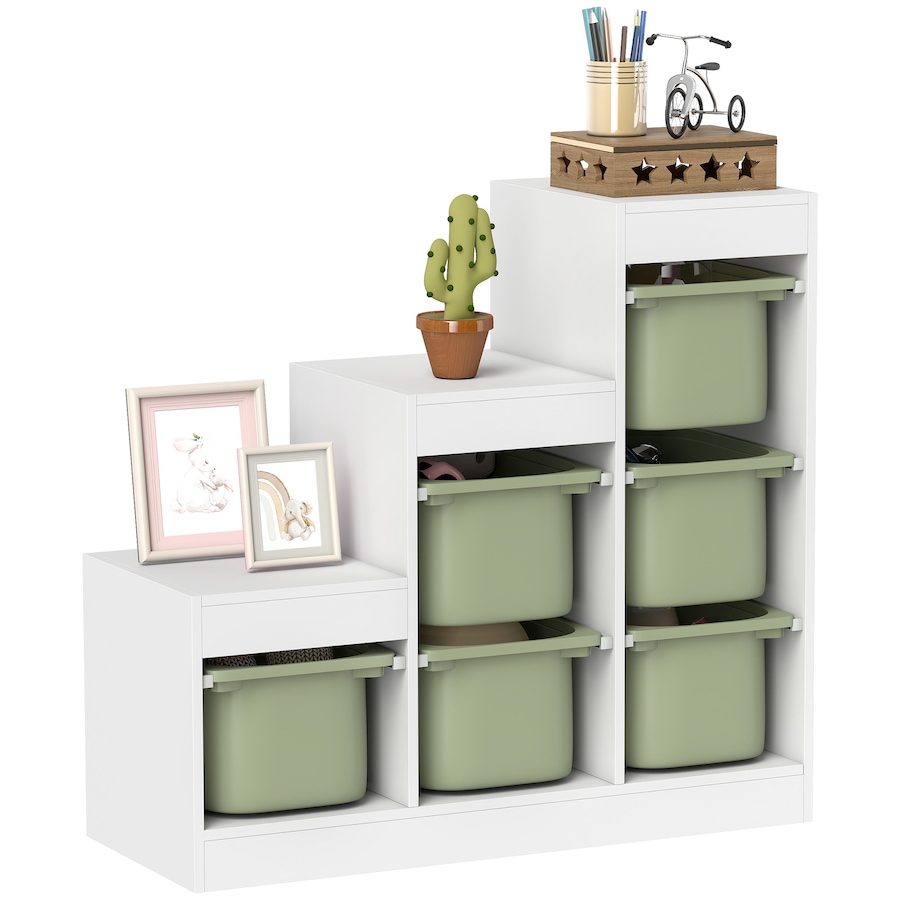 Image 976769.jpg, Product 976-769 / Price $169.99, Qaba Toy Storage Organizer Kids Bookshelf with 6 Plastic Bins, Green from Qaba on TSC.ca's Home & Garden department
