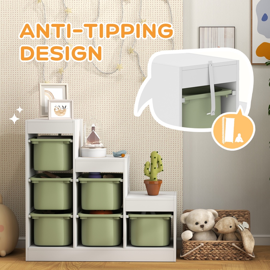 Image 976769_ALTMORE5.jpg, Product 976-769 / Price $169.99, Qaba Toy Storage Organizer Kids Bookshelf with 6 Plastic Bins, Green from Qaba on TSC.ca's Home & Garden department