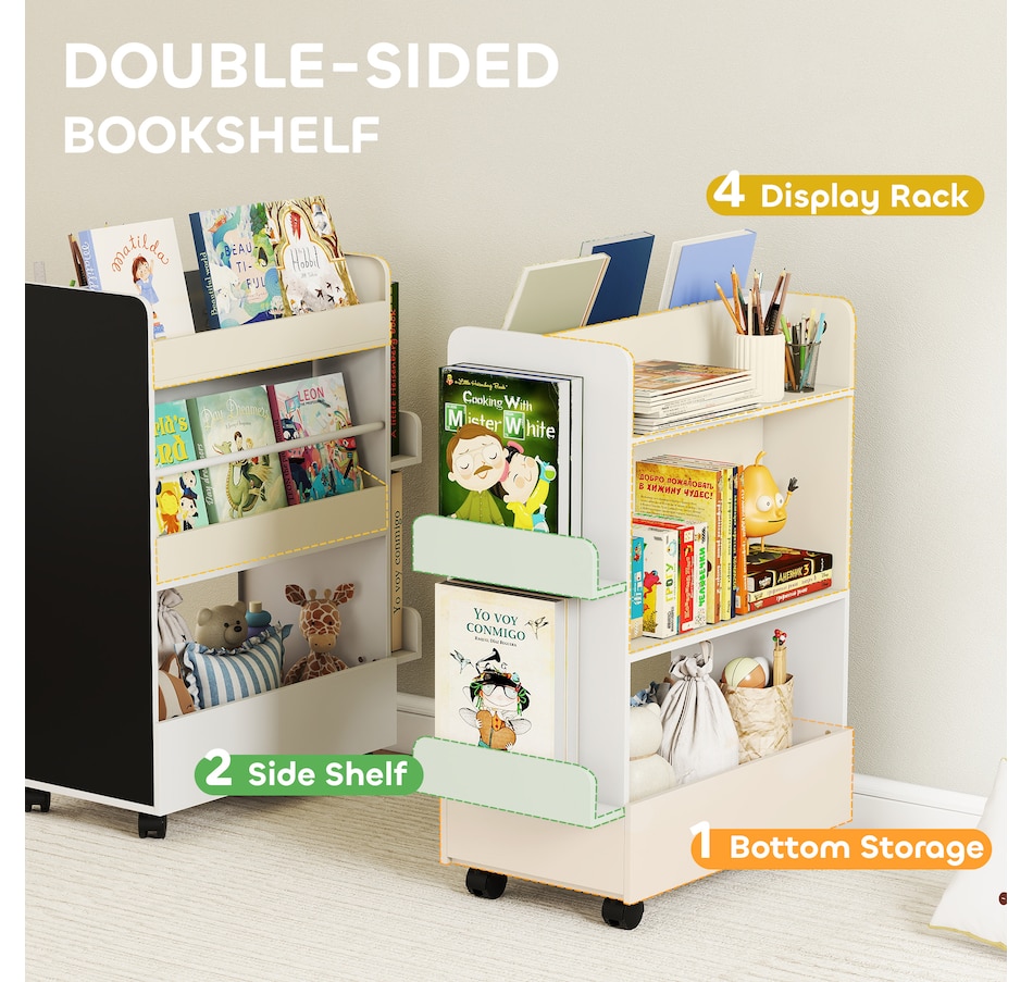 Image 976770_ALTMORE3.jpg, Product 976-770 / Price $79.99, Qaba Kids Bookshelf, Kids Bookcase with Wheels, Blackboard for Nursery from Qaba on TSC.ca's Home & Garden department