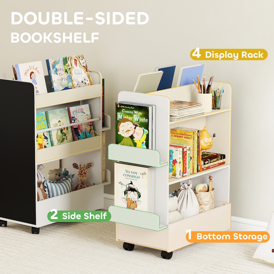 Image 976770_ALTMORE3.jpg, Product 976-770 / Price $79.99, Qaba Kids Bookshelf, Kids Bookcase with Wheels, Blackboard for Nursery from Qaba on TSC.ca's Home & Garden department