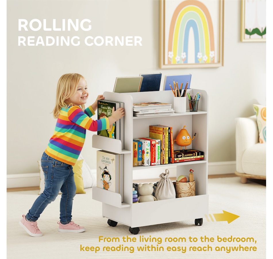 Image 976770_ALTMORE4.jpg, Product 976-770 / Price $79.99, Qaba Kids Bookshelf, Kids Bookcase with Wheels, Blackboard for Nursery from Qaba on TSC.ca's Home & Garden department