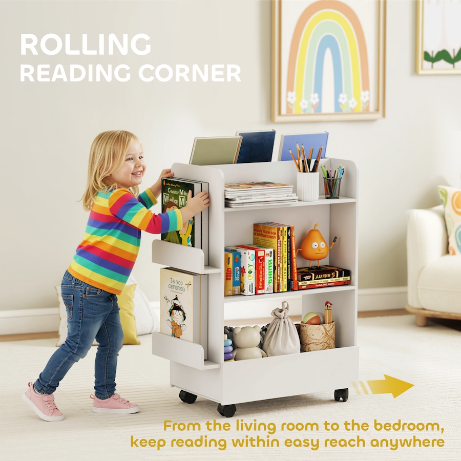 Image 976770_ALTMORE4.jpg, Product 976-770 / Price $79.99, Qaba Kids Bookshelf, Kids Bookcase with Wheels, Blackboard for Nursery from Qaba on TSC.ca's Home & Garden department