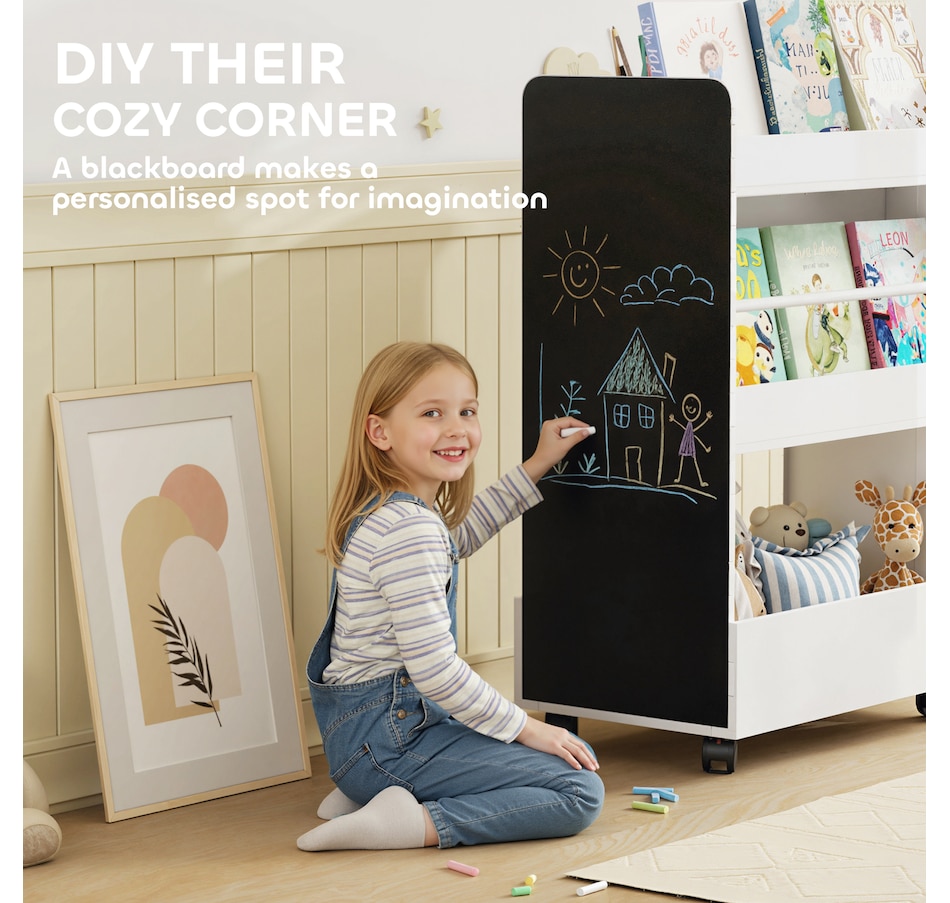 Image 976770_ALTMORE5.jpg, Product 976-770 / Price $79.99, Qaba Kids Bookshelf, Kids Bookcase with Wheels, Blackboard for Nursery from Qaba on TSC.ca's Home & Garden department