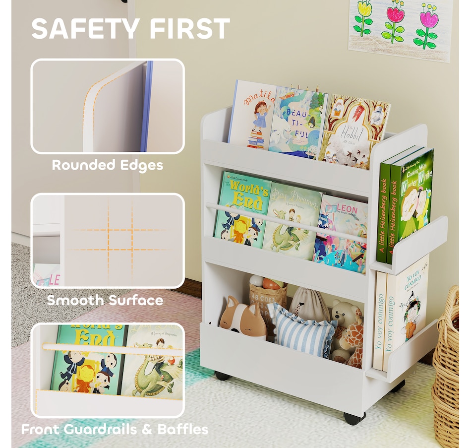 Image 976770_ALTMORE6.jpg, Product 976-770 / Price $79.99, Qaba Kids Bookshelf, Kids Bookcase with Wheels, Blackboard for Nursery from Qaba on TSC.ca's Home & Garden department