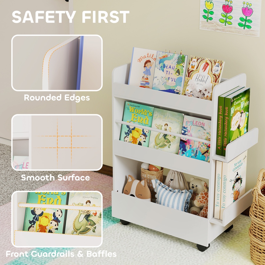 Image 976770_ALTMORE6.jpg, Product 976-770 / Price $79.99, Qaba Kids Bookshelf, Kids Bookcase with Wheels, Blackboard for Nursery from Qaba on TSC.ca's Home & Garden department