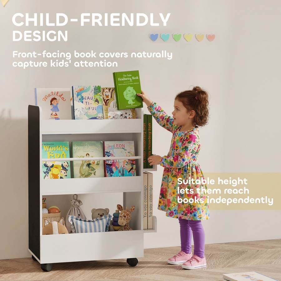 Image 976770_ALTMORE7.jpg, Product 976-770 / Price $79.99, Qaba Kids Bookshelf, Kids Bookcase with Wheels, Blackboard for Nursery from Qaba on TSC.ca's Home & Garden department