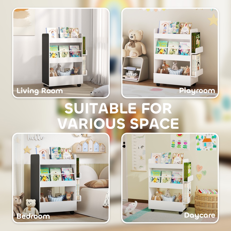 Image 976770_ALTMORE8.jpg, Product 976-770 / Price $79.99, Qaba Kids Bookshelf, Kids Bookcase with Wheels, Blackboard for Nursery from Qaba on TSC.ca's Home & Garden department