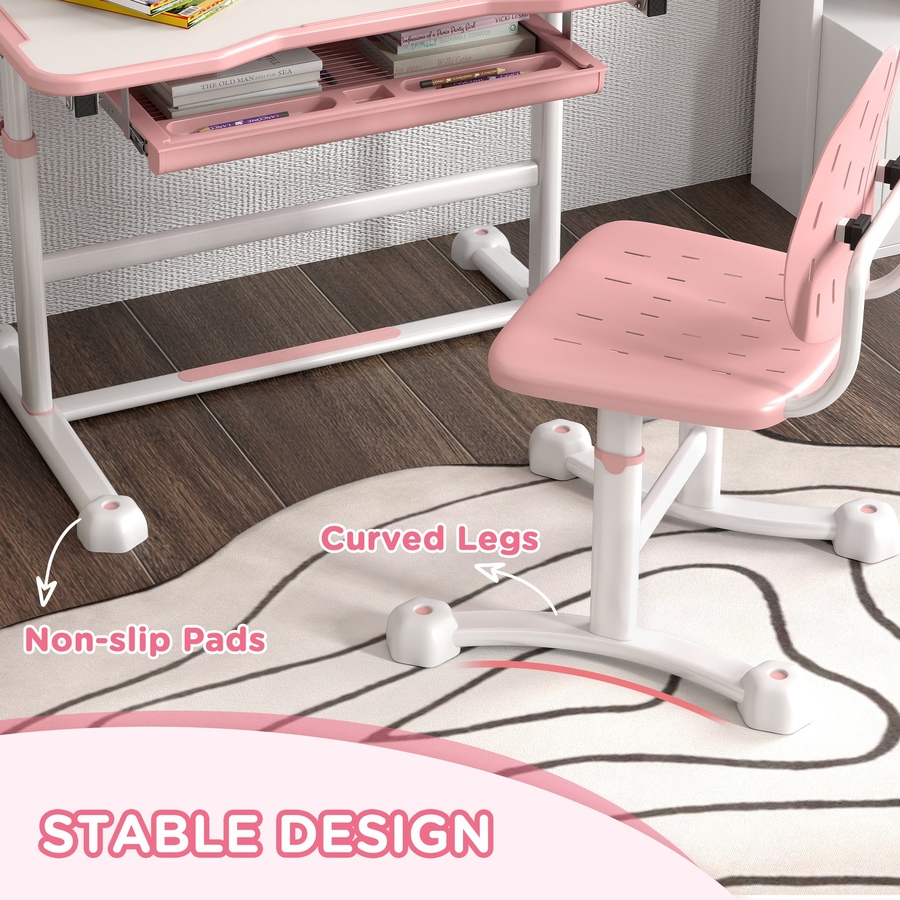 Image 976773_ALTMORE5.jpg, Product 976-773 / Price $136.99, Qaba Kids Desk and Chair Set Height Adjustable w/ Tilt Desktop, Pink from Qaba on TSC.ca's Home & Garden department