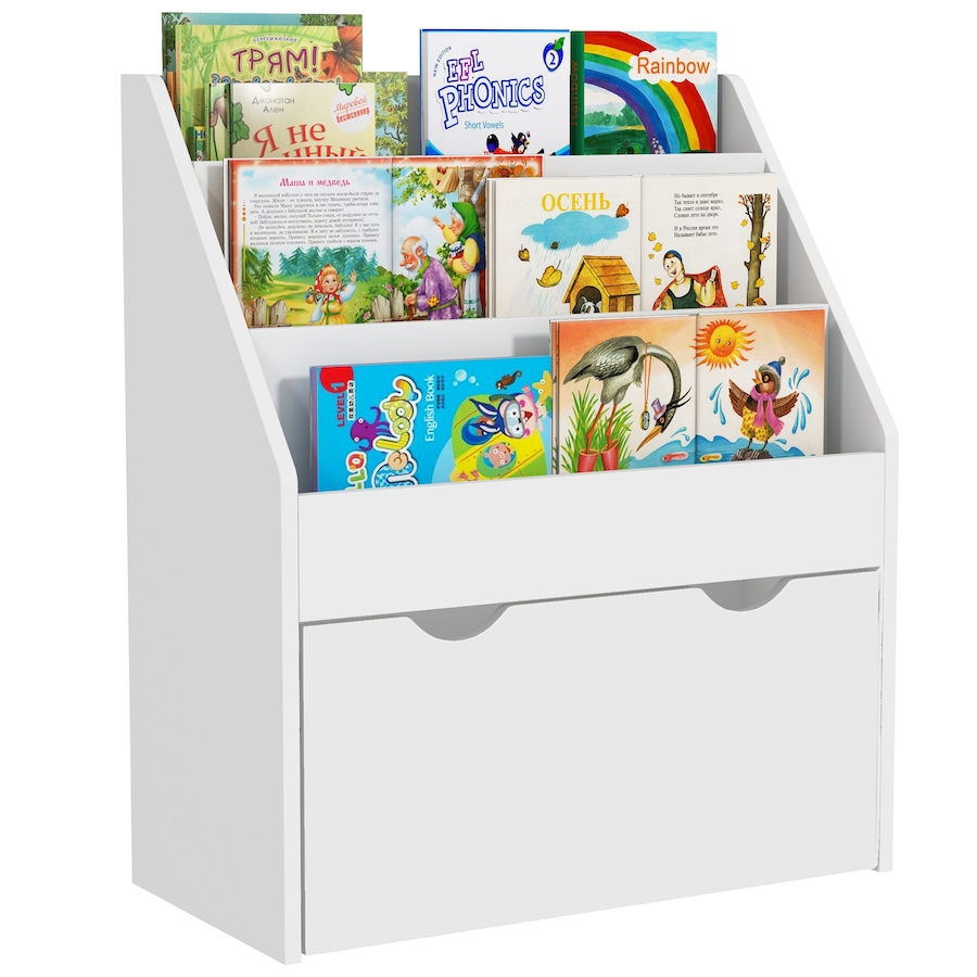 Image 976775.jpg, Product 976-775 / Price $89.99, Qaba Kids Bookshelf with 3 Tier Display Shelves, Drawer for Nursery, White from Qaba on TSC.ca's Home & Garden department