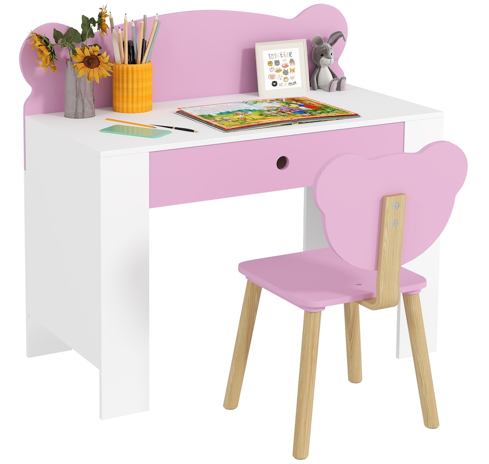 Image 976776.jpg, Product 976-776 / Price $109.99, Kids Desk and Chair Set, Study Table and Chair with Storage Drawer, Pink from Qaba on TSC.ca's Home & Garden department