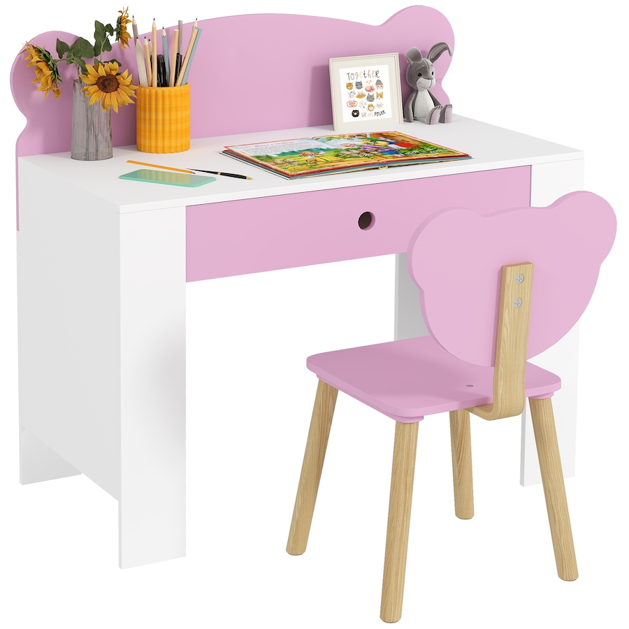 Image 976776.jpg, Product 976-776 / Price $99.99, Kids Desk and Chair Set, Study Table and Chair with Storage Drawer, Pink from Qaba on TSC.ca's Home & Garden department