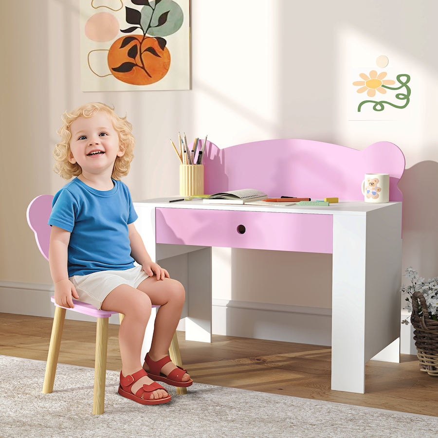 Image 976776_ALTMORE1.jpg, Product 976-776 / Price $99.99, Kids Desk and Chair Set, Study Table and Chair with Storage Drawer, Pink from Qaba on TSC.ca's Home & Garden department